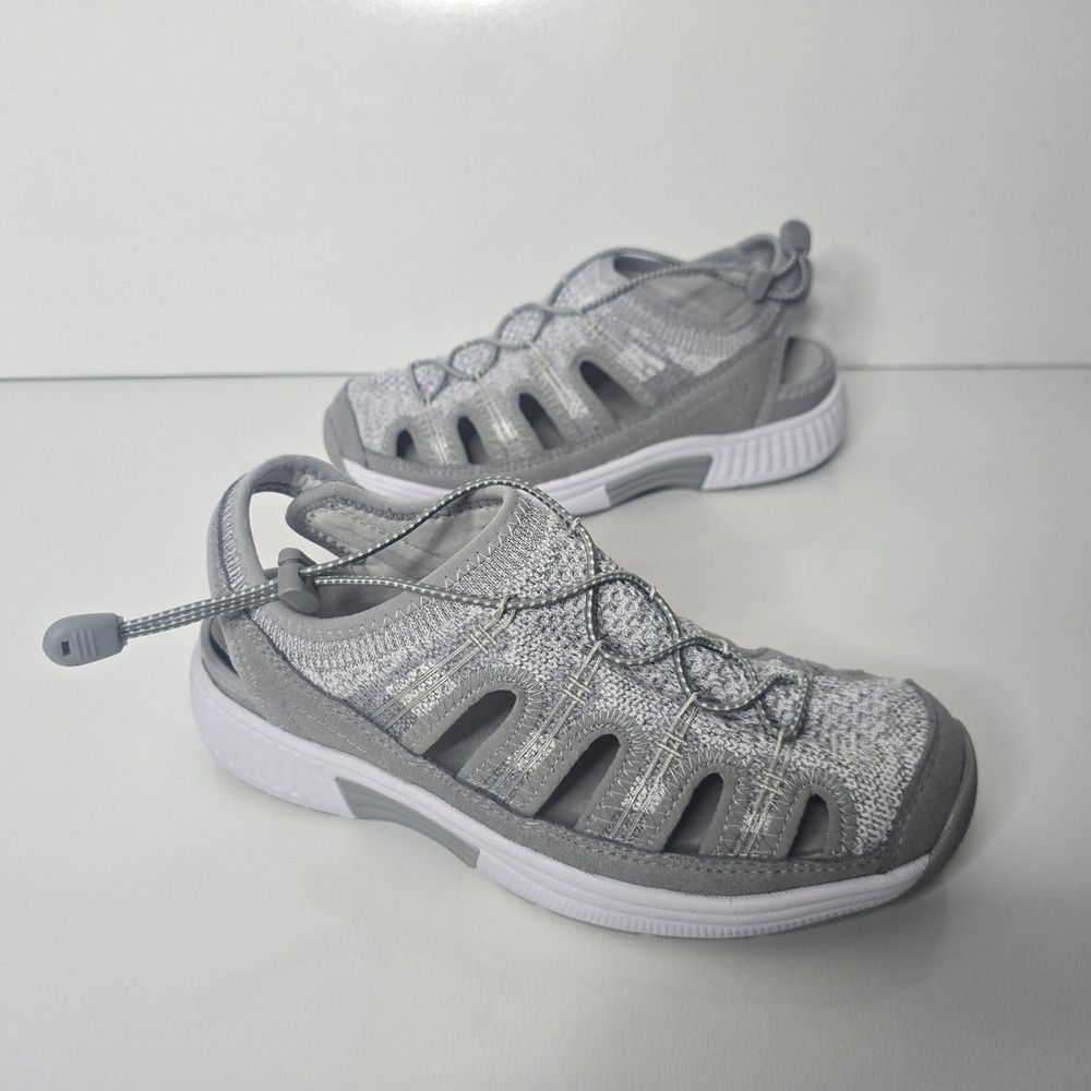 Orthofeet Laguna Sporty Fisherman Sandals Grey Knit Bungee Womens 7.5 Wide-NWOB
